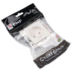 Механизм розетки 1-м СП Стокгольм 10А IP20 без заземл. защ. шторки бел. PROxima EKF EYR10-022-10