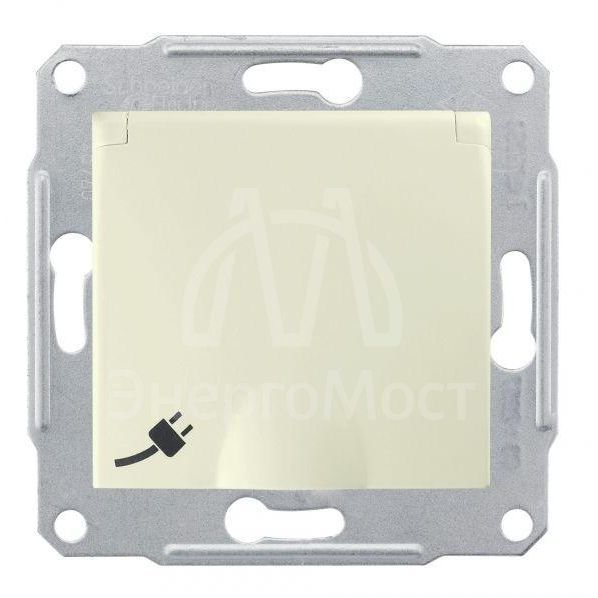 Механизм розетки 1-м СП Sedna с защ. крышкой защ. шторки с заземл. беж. SchE SDN3100147