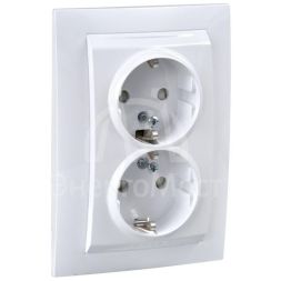 Розетка 2-м СП Unica защ. шторки с заземл. бел. SchE MGU23.067.18D