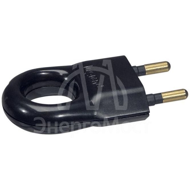Вилка электрич. каб. Helium 6А прямая с кольцом черн. Leg 050163