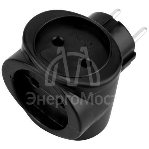 Тройник электрический биметалл 220В 6А черн. REXANT 11-1064-1