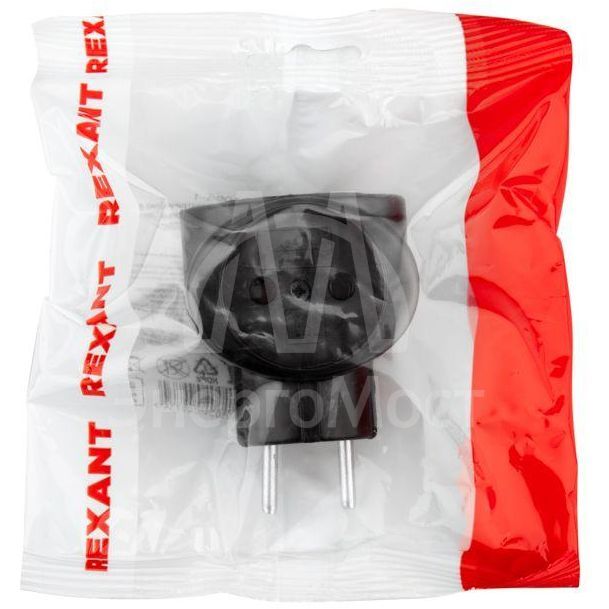 Тройник электрический биметалл 220В 6А черн. REXANT 11-1064-1