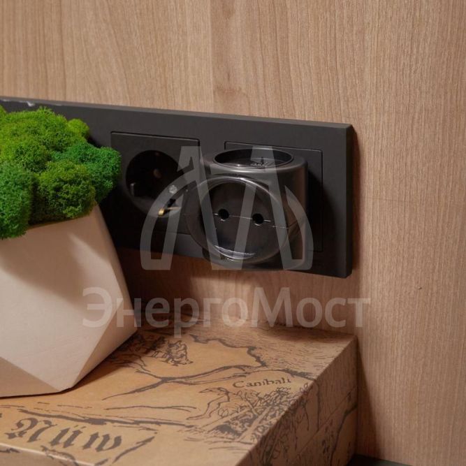 Тройник электрический биметалл 220В 6А черн. REXANT 11-1064-1