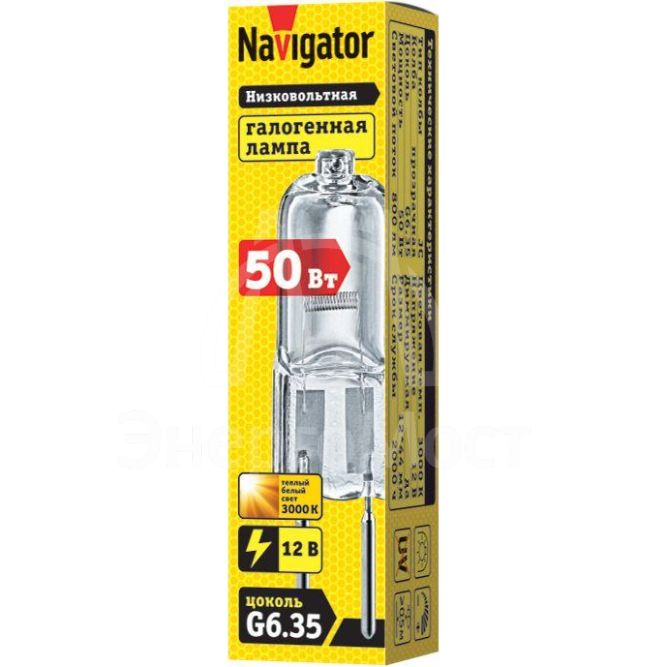Лампа галогенная 94 212 JC 50Вт clear G6.35 12В 2000h Navigator 94212