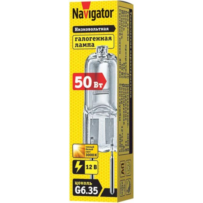 Лампа галогенная 94 212 JC 50Вт clear G6.35 12В 2000h Navigator 94212