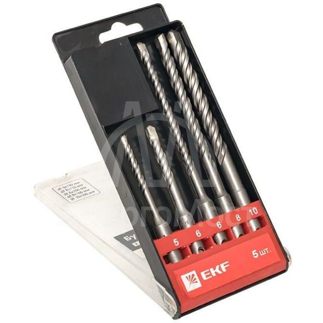 Набор буров по бетону SDS-plus (5/110; 6/110; 6/160; 8/160; 10/160) 2 резца 4S спираль Master EKF db-h5-2x4