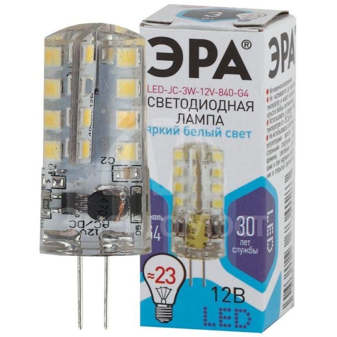 Лампа светодиодная LED-JC-3W-12V-840-G4 240лм ЭРА Б0033194