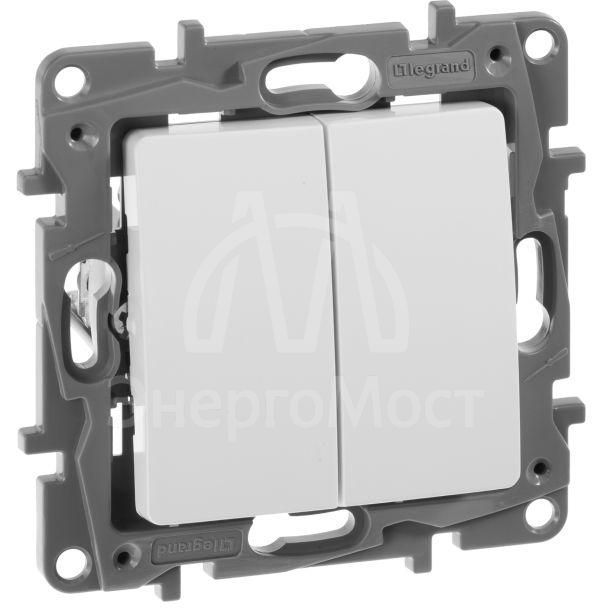 Механизм переключателя 2-кл. СП Etika Plus 10А IP20 250В 10AX безвинт. зажимы бел. Leg 672212