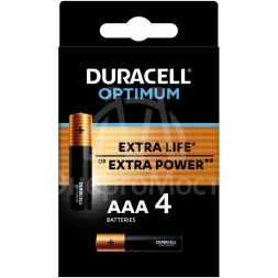 Элемент питания алкалиновый ААА 1.5В LR03-4BL Optimum 5014062 (блист.4шт) Duracell Б0056021