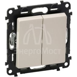 Механизм переключателя 2-кл. СП Valena Life 10А IP20 250В с лиц. панелью безвинт. зажимы сл. кость Leg 752508