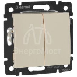 Механизм выключателя 2-кл. СП Valena 10А IP31 250В сл. кость Leg 774305