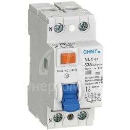 Выключатель дифференциального тока (УЗО) 2п 40А 100мА тип AC 6кА NL1-63 (R) CHINT 200216
