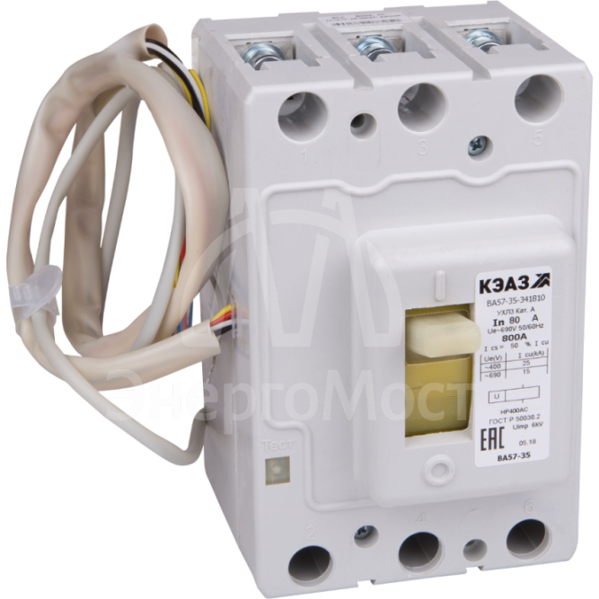 Выключатель автоматический 250А 1250Im ВА57-35-341810 УХЛ3 690В AC НР=24В DC КЭАЗ 108942