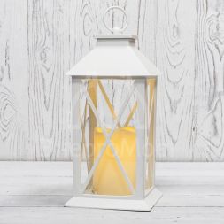 Фонарь декоративный со свечой 14х14х29см тепл. бел. корпус бел. Neon-Night 513-046