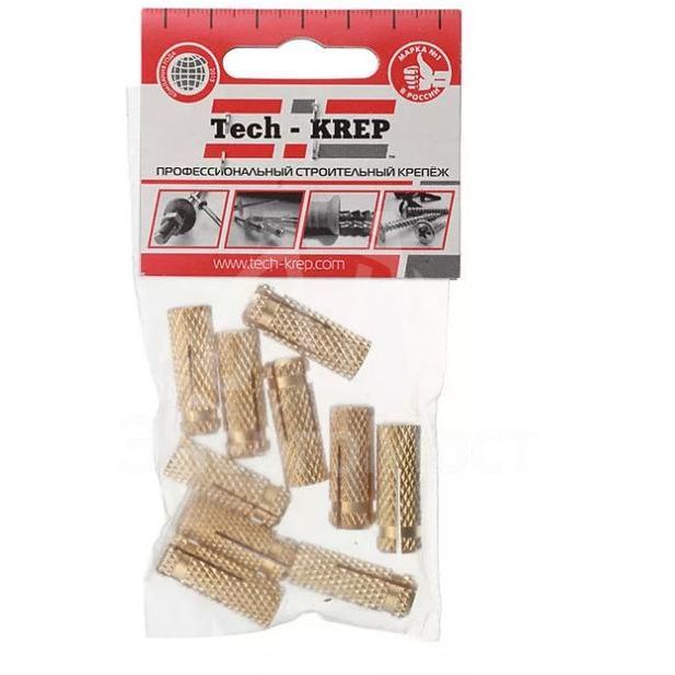 Анкер забиваемый латунный М6 (уп.10шт) пакет Tech-Krep 106744