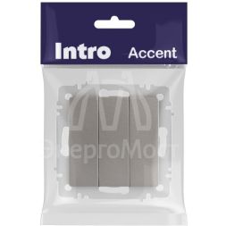 Выключатель 3-кл. СП Accent 6-106-09 10А IP20 250В AL/CU титан Intro Б0063549