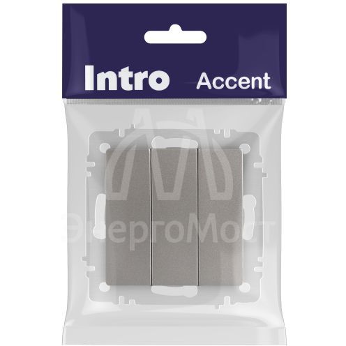 Выключатель 3-кл. СП Accent 6-106-09 10А IP20 250В AL/CU титан Intro Б0063549