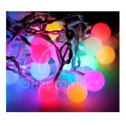Гирлянда декоративная &amp;quot;Крупные матовые шарики&amp;quot; 4.4.м 30LED IP20 зел. провод мультиколор КОСМОС KOC_GIR30LEDBigBALL_