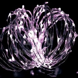 Гирлянда светодиодная &amp;quot;Розовые нити&amp;quot; 10м 100LED в виде капель работает от 220В с трансформатором Космос KOCNL-EL150_pink