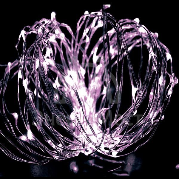 Гирлянда светодиодная &amp;quot;Розовые нити&amp;quot; 10м 100LED в виде капель работает от 220В с трансформатором Космос KOCNL-EL150_pink