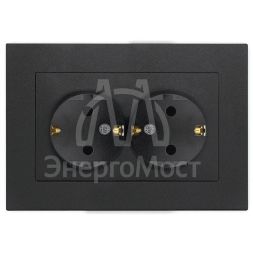 Розетка 2-м СП Афина 16А IP20 с заземл. в сборе графит Universal A0128-Gr