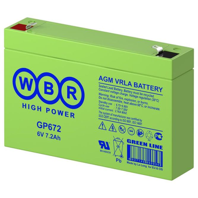 Аккумулятор 6В 7.2А.ч WBR GP672 WBR