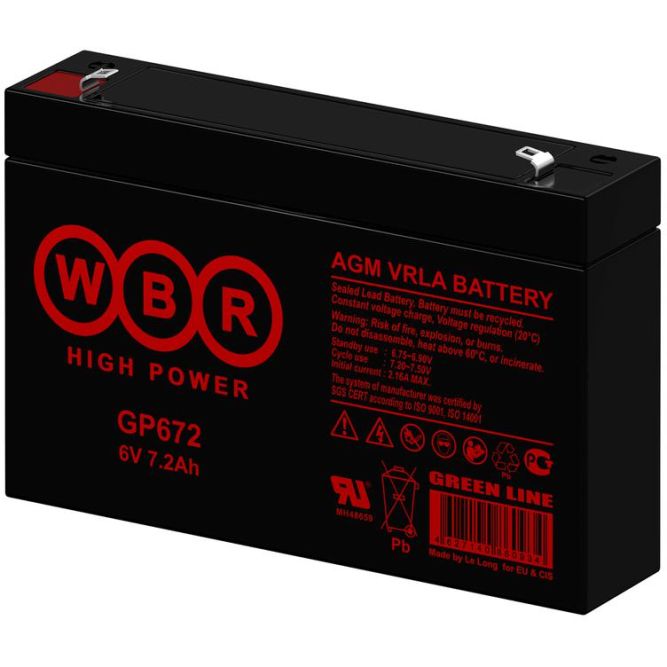 Аккумулятор 6В 7.2А.ч WBR GP672 WBR