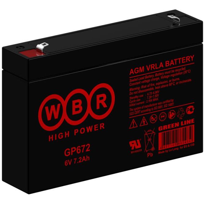 Аккумулятор 6В 7.2А.ч WBR GP672 WBR