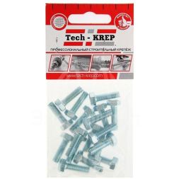 Болт М6х20 с шестигранной головкой цинк. DIN 933 (уп.18шт) класс прочности 8.8. коробка Tech-Krep 102957