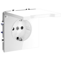 Розетка 1-м СП S70 16А с заземл. защ. шторки + крышка механизм бел. глянцевый Voltum VLS040301
