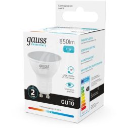 Лампа светодиодная Elementary 11Вт MR16 4100К нейтр. бел. GU10 850лм GAUSS 13621