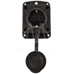 Розетка штепсельная влагозащ. стационарная угловая ОУ 16А IP44 230В 2P+PE каучук PROCONNECT 111-127-4