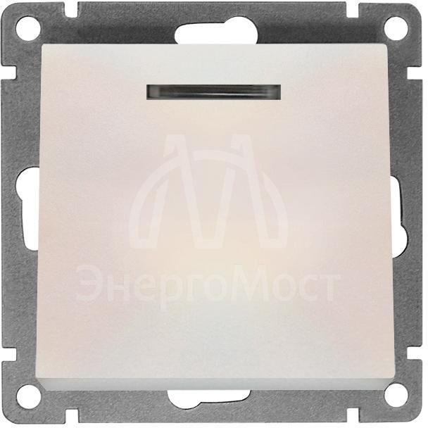 Выключатель 1-кл. СП Афина 10А IP20 с подсветкой механизм жемчуг Universal A0121-OBr