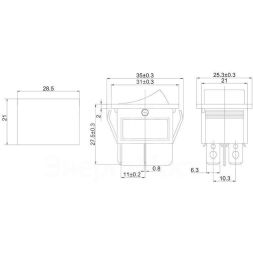 Выключатель клавишный 250В 16А (4с) ON-OFF зел. с подсветкой (RWB-502 SC-767 IRS-201-1) (инд. упак.) Rexant 36-2332-1