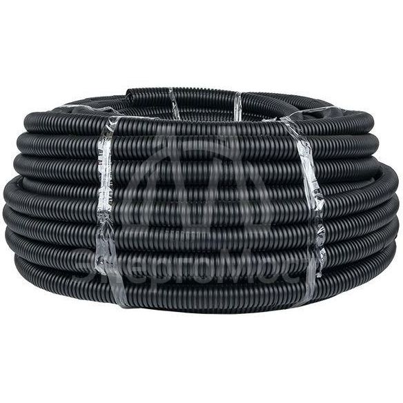 Труба гофрированная ПНД гибкая тяжелая d32мм с протяжкой черн. (уп.50м) PROxima EKF tpnd-32-t