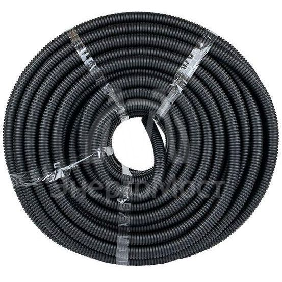Труба гофрированная ПНД гибкая тяжелая d32мм с протяжкой черн. (уп.50м) PROxima EKF tpnd-32-t
