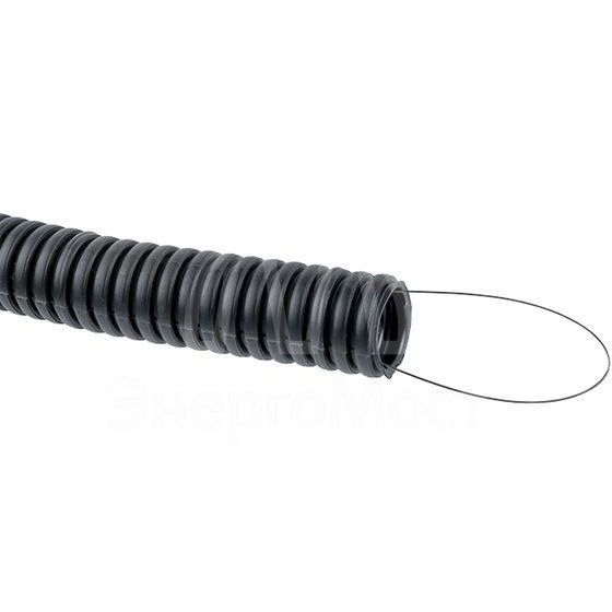 Труба гофрированная ПНД гибкая тяжелая d32мм с протяжкой черн. (уп.50м) PROxima EKF tpnd-32-t