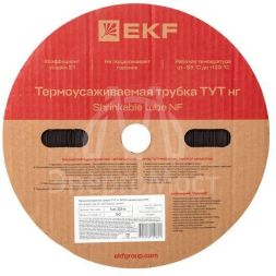 Трубка термоусадочная ТУТ нг 30/15 черн. (уп.50м) EKF tut-30-b