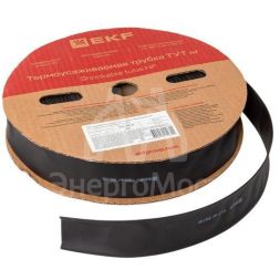 Трубка термоусадочная ТУТ нг 30/15 черн. (уп.50м) EKF tut-30-b