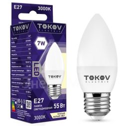 Лампа светодиодная 7Вт С37 3000К Е27 176-264В TOKOV ELECTRIC TKE-C37-E27-7-3K