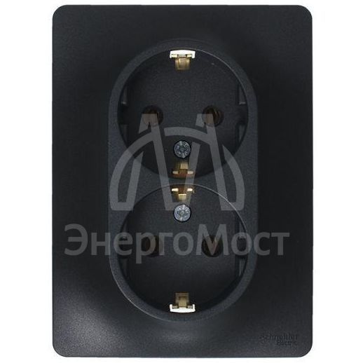Розетка 2-м Glossa 16А с заземл. в сборе антрацит SchE GSL000724