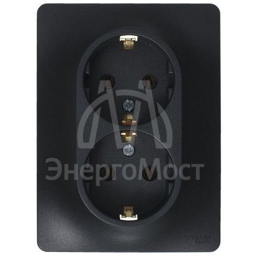 Розетка 2-м Glossa 16А с заземл. в сборе антрацит SchE GSL000724