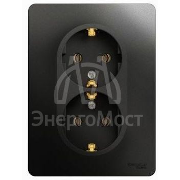 Розетка 2-м Glossa 16А с заземл. в сборе антрацит SchE GSL000724