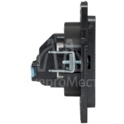 Механизм розетки 1-м СП Стокгольм 10А IP20 без заземл. защ. шторки черн. PROxima EKF EZR10-022-10