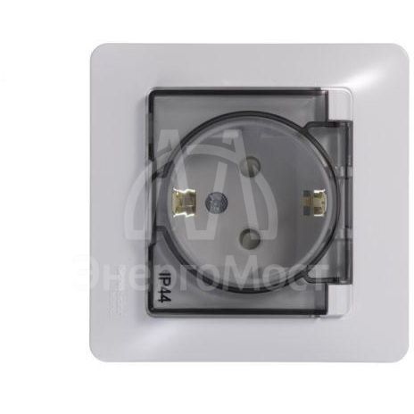 Розетка 1-м СП Glossa 16А IP44 с защ. крышкой защ. шторки с заземл. в сборе бел. SchE GSL000148