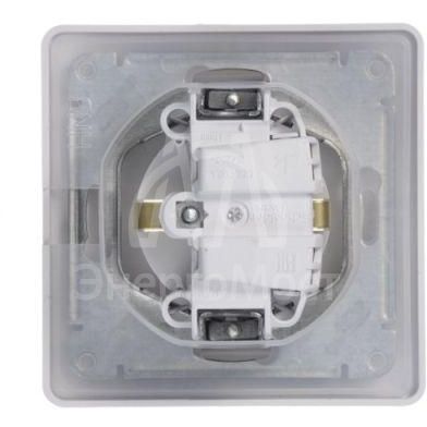 Розетка 1-м СП Glossa 16А IP44 с защ. крышкой защ. шторки с заземл. в сборе бел. SchE GSL000148