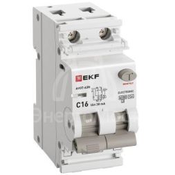 Выключатель автоматический дифференциального тока 2п (1P+N) C 16А 30мА тип A 6кА АВДТ-63N (электрон.) PROxima EKF D63N26EA16C30