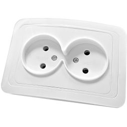 Розетка 2-м СП Валери 16А IP20 бел. Universal В0102