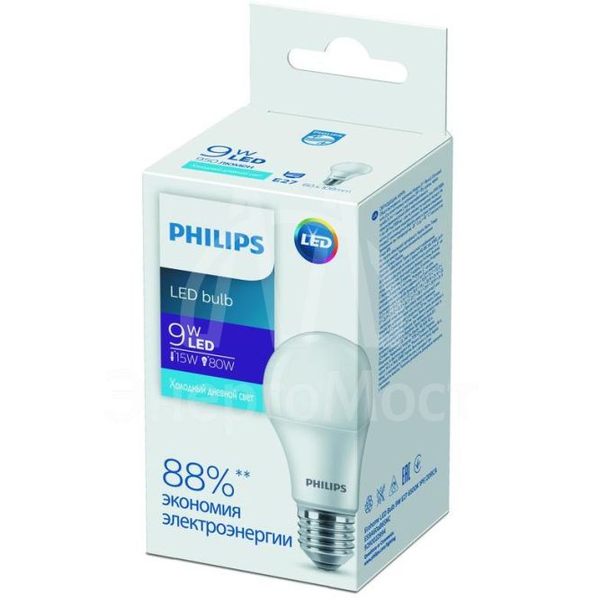 Лампа светодиодная Ecohome LED Bulb 9W E27 6500К 1PF Philips 929002299467