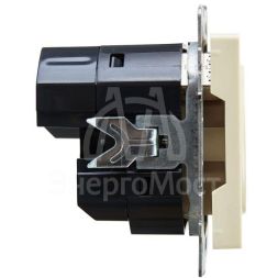 Розетка BRITE РЮш10-1-БрКр 16А с USB A+A 2.1А с заземл. защ. шторки беж. IEK BR-R14-16-U21-D21-K10
